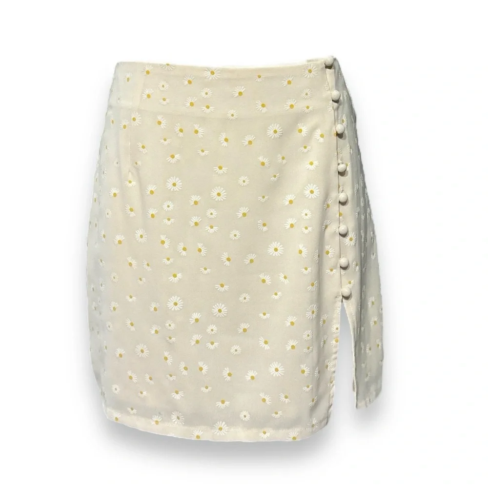PRINCESS POLLY Beige Daisy Fernie Mini Pencil Skirt